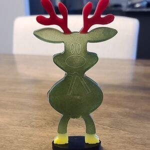 Whimsical Holiday Reindeer with Red Antlers